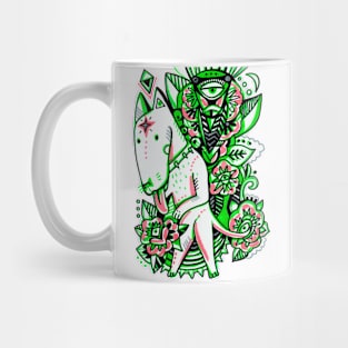 dog in flowers Mug